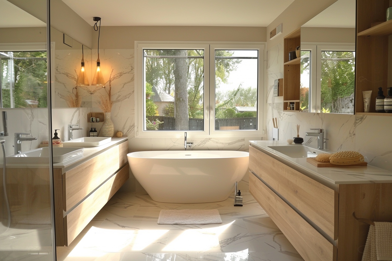 Salle de bain rénovée moderne à Drancy avec finitions élégantes pour augmenter l'attrait de vente avant le déménagement.
